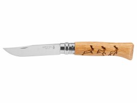 Opinel 8 Closing Knife Inox Beech Deer motif