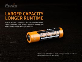 Rechargeable battery Fenix 21700 5000 mAh with USB-C (Li-Ion)