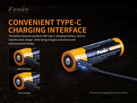 Rechargeable battery Fenix 21700 5000 mAh with USB-C (Li-Ion)