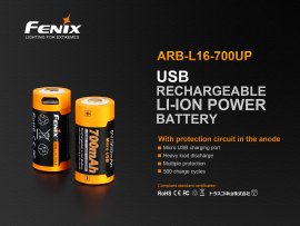 Rechargeable USB battery Fenix RCR123A/16340 (Li-ion)