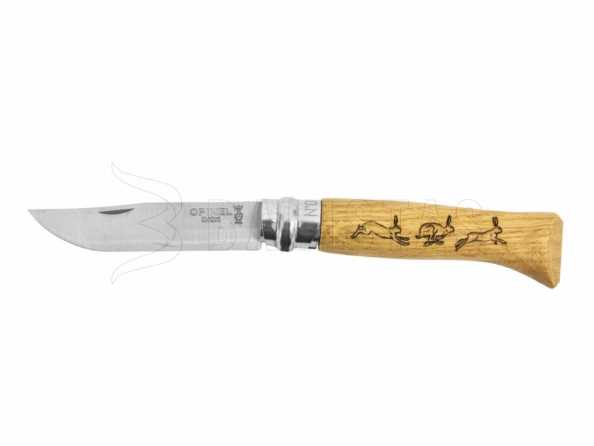 Knife Opinel 8 Inox Beech Rabbit motif
