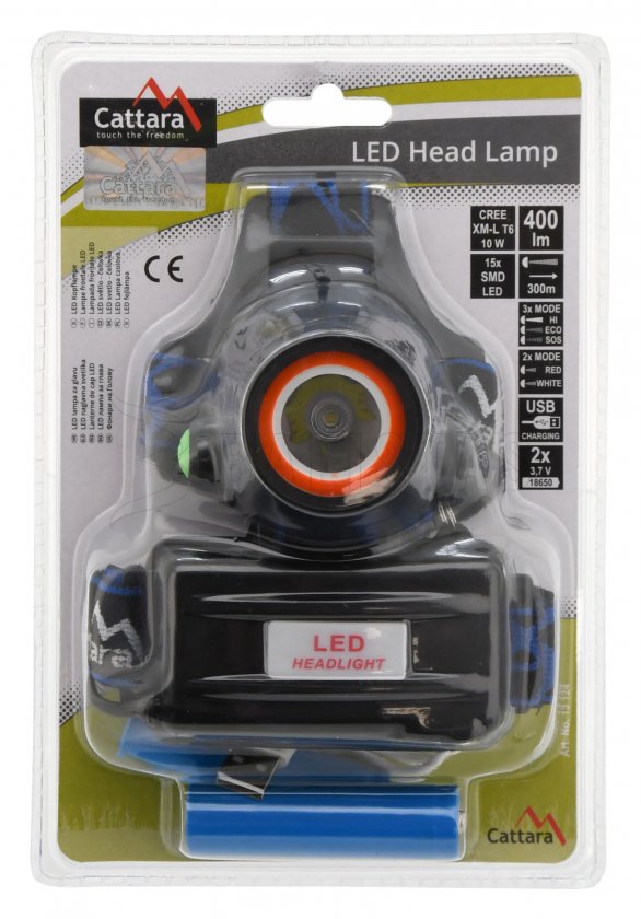 LED headlamp 400 lm (1x XM-L+15x SMD)