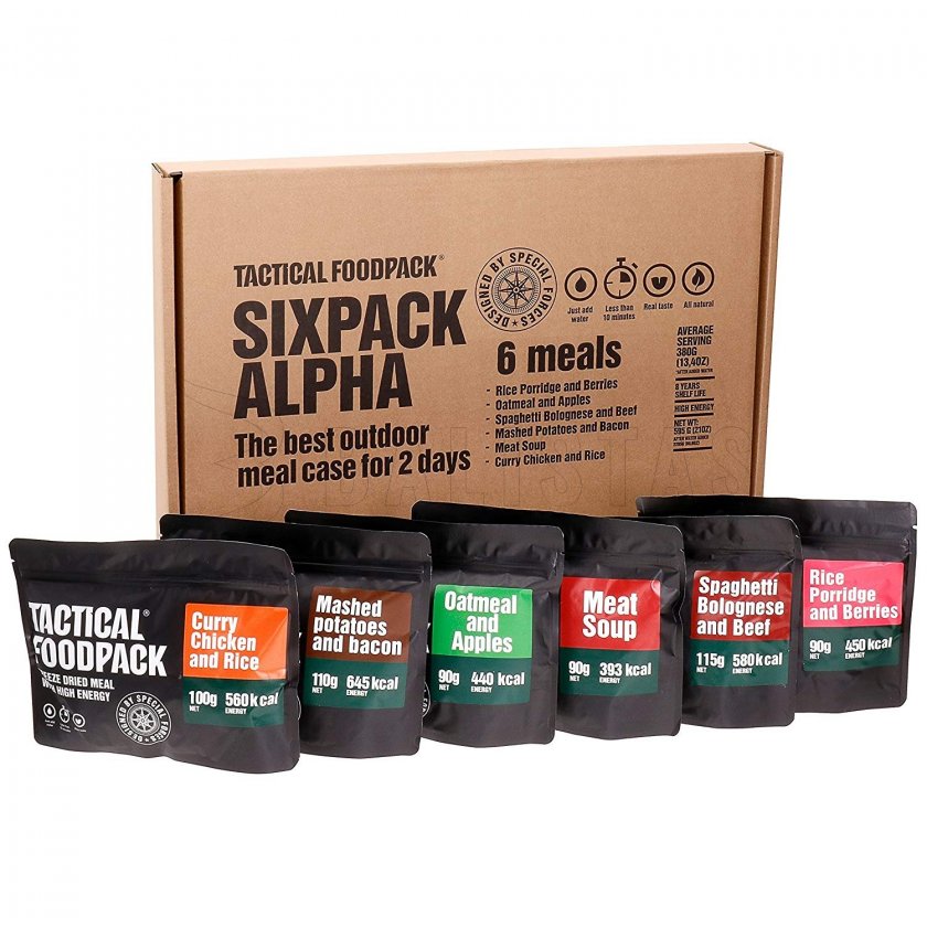 6x MRE Dehydrated Food Set - Tactical Six Pack Alpha Tactical Foodpack