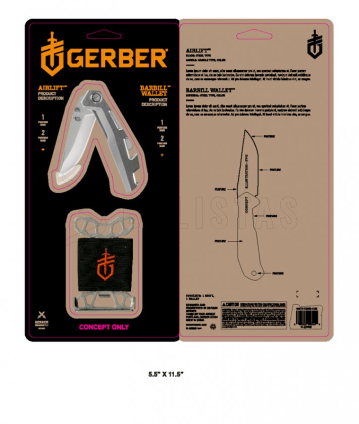 Gerber Airlift Knife Silver + Barbill Wallet Silver
