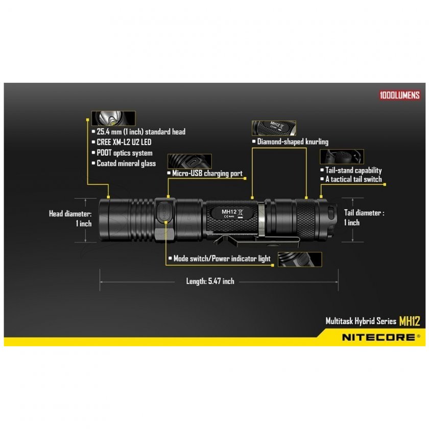 Tactical flashlight Nitecore MH12