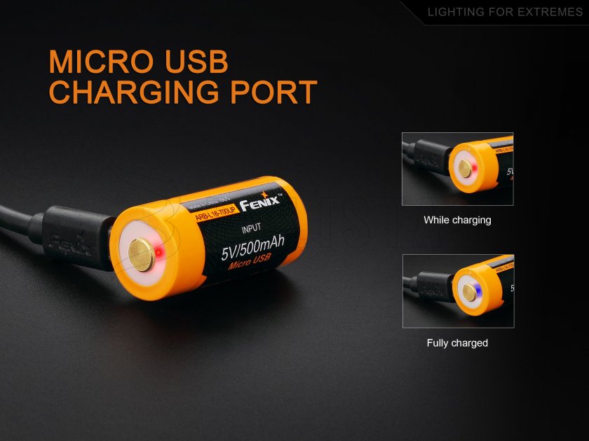 Rechargeable USB battery Fenix RCR123A/16340 (Li-ion)