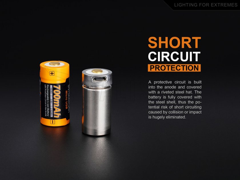 Rechargeable USB battery Fenix RCR123A/16340 (Li-ion)