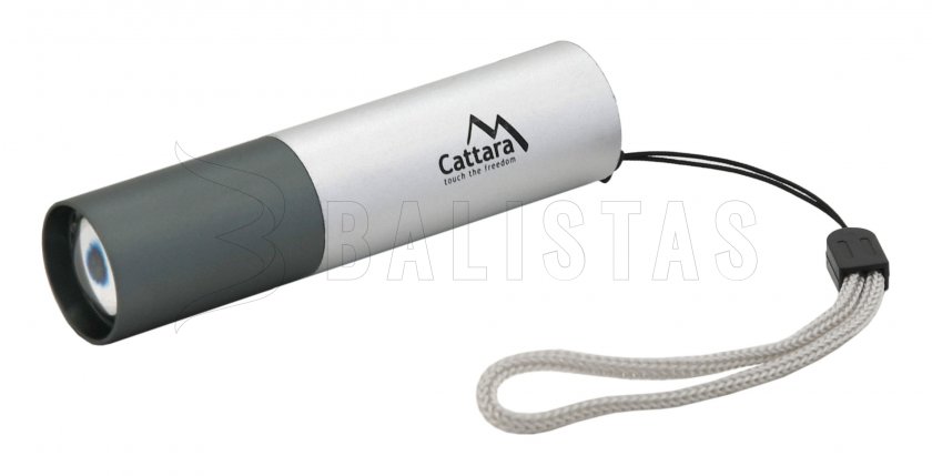 Pocket LED flashlight Cattara 120lm ZOOM rechargeable SILVER
