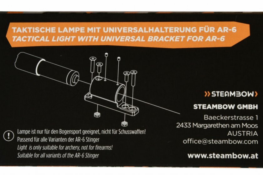Tactical flashlight for Steambow AR-6 Stinger II