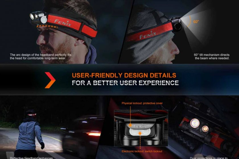 Rechargeable headlamp Fenix HM65R-DT black