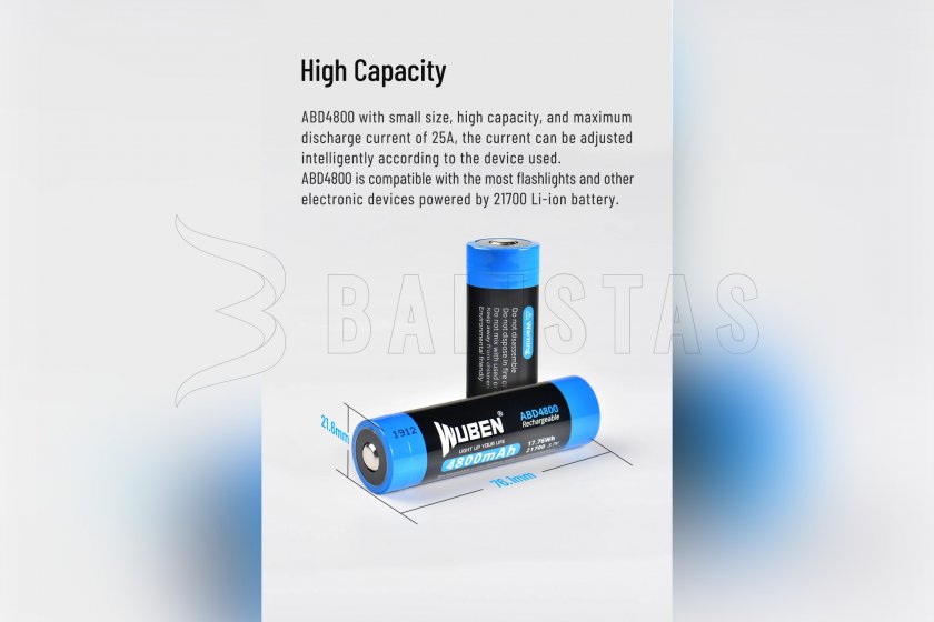 Battery Wuben 21700 B Li-Ion 4800mAh
