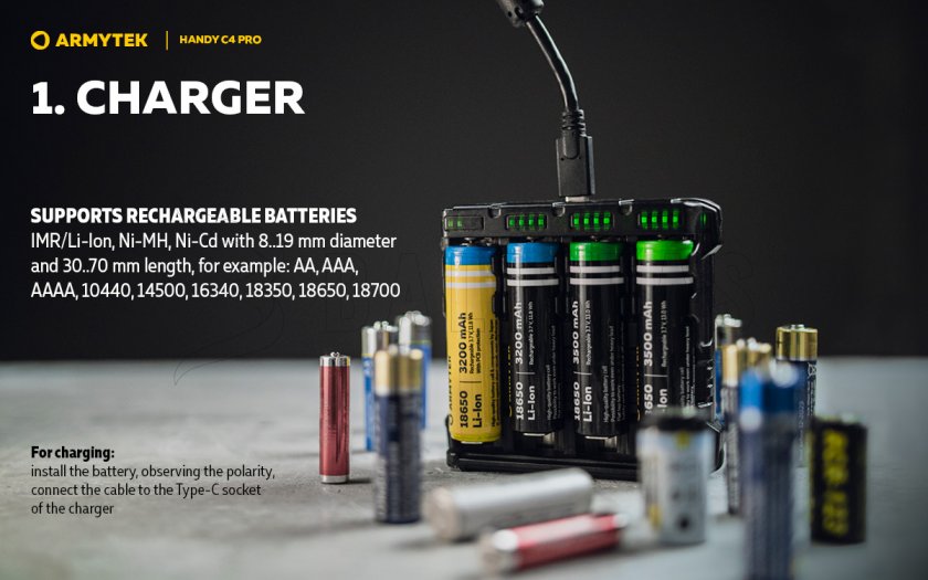 Armytek Handy C4 Pro charger