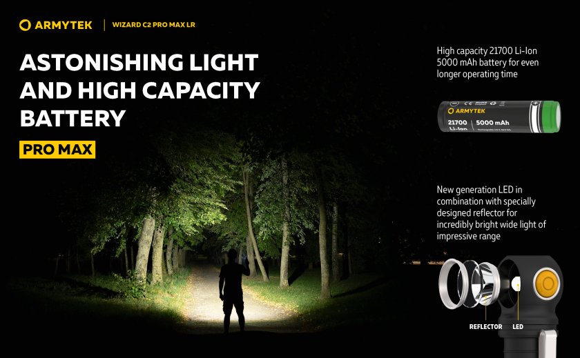 Armytek Wizard C2 Pro MAX LR cold light Headlamp | Balistas.com