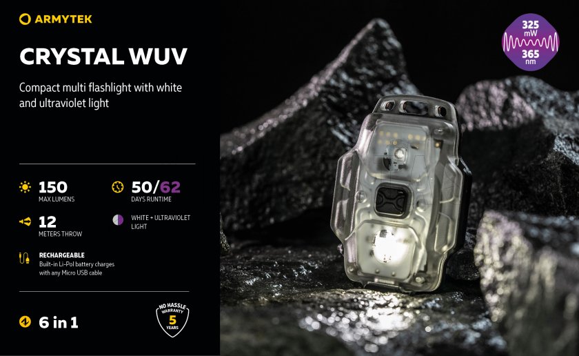 Armytek Crystal UV grey multipurpose headlamp