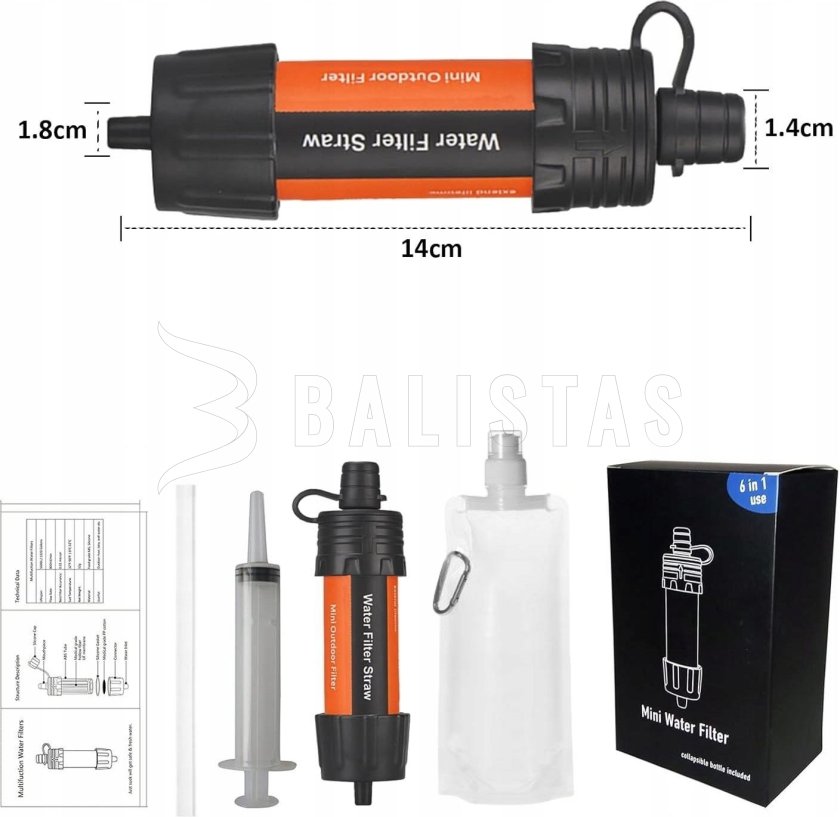 Pocket water filter Mini Water Filter 6-in-1 2