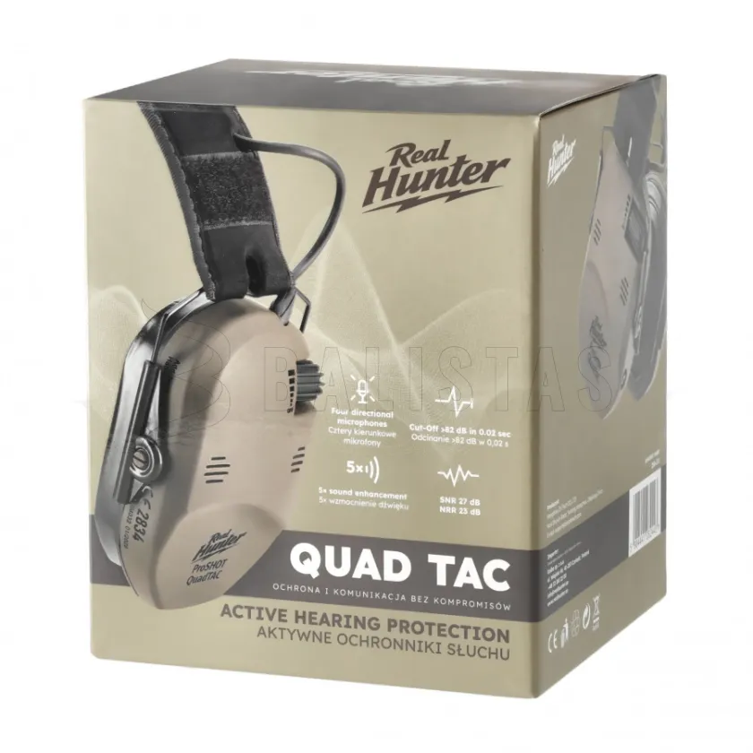 Electronic shooting earmuffs RealHunter Active ProSHOT QuadTAC FDE 9
