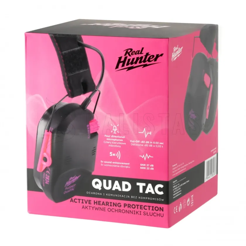 Electronic Shooting Ear Defenders RealHunter Active ProSHOT QuadTAC Devil Pink 9