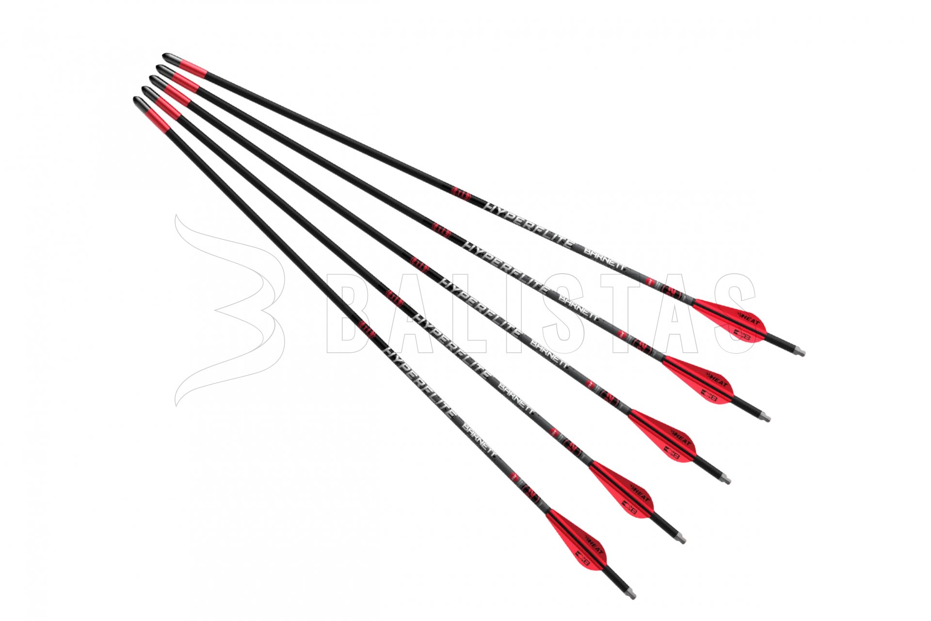 thumbnail image 2 of Barnett Hyperflite 20-Inch Crossbow Arrows – 3-Pack, Red & White, Heat Vanes, Black Shafts (BAR20040) 2 of 4